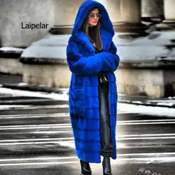 2022 cappotto Casual in pelliccia sintetica felpe con cappuccio da donna Furry Thick Warm Long Faux Rabbit Fur Jacket Slim Winter Coat donna casaco feminino 5XL