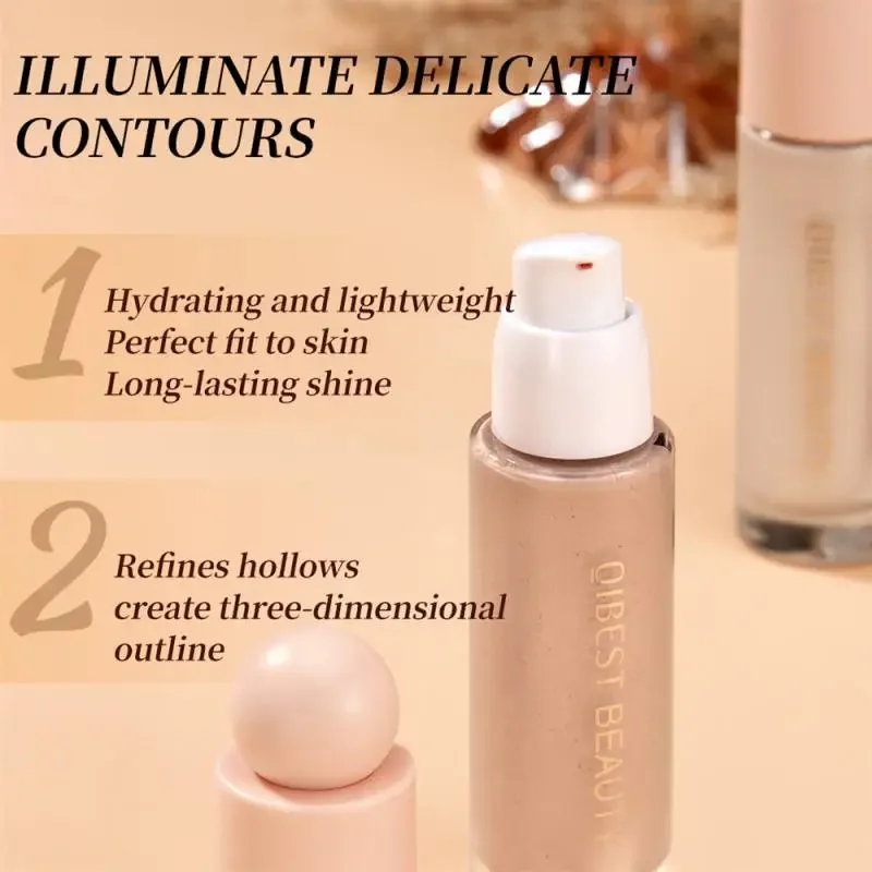 Heallor Glow Liquid Highlighting Stick Brightening Body High Gloss Liquid Blusher Face Rouge Cheek Blush Cream Lasting Makeup Wa