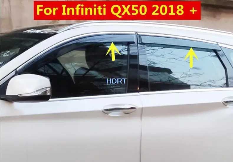 

Козырек оконный для Infiniti QX50 2018 +, автомобильный козырек на вентиляционное отверстие, отделка, навесы, укрытия, защита от солнца, дождя, дефлектор, автомобильные аксессуары