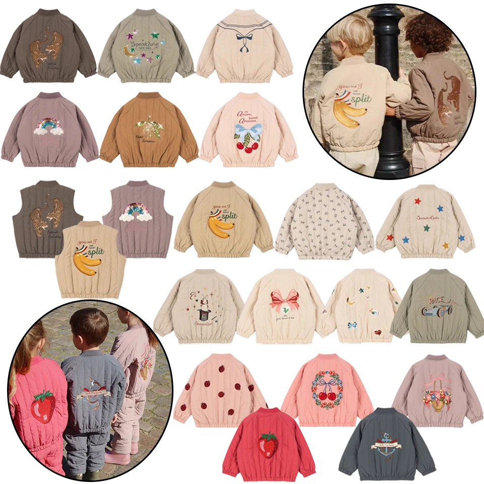 25 Winter KS Toddler Girls Sequin Warm Cotton Fleece Coats Children Lambswool Jacket Boys Embroidery Coat Kids Outerwear Clothes