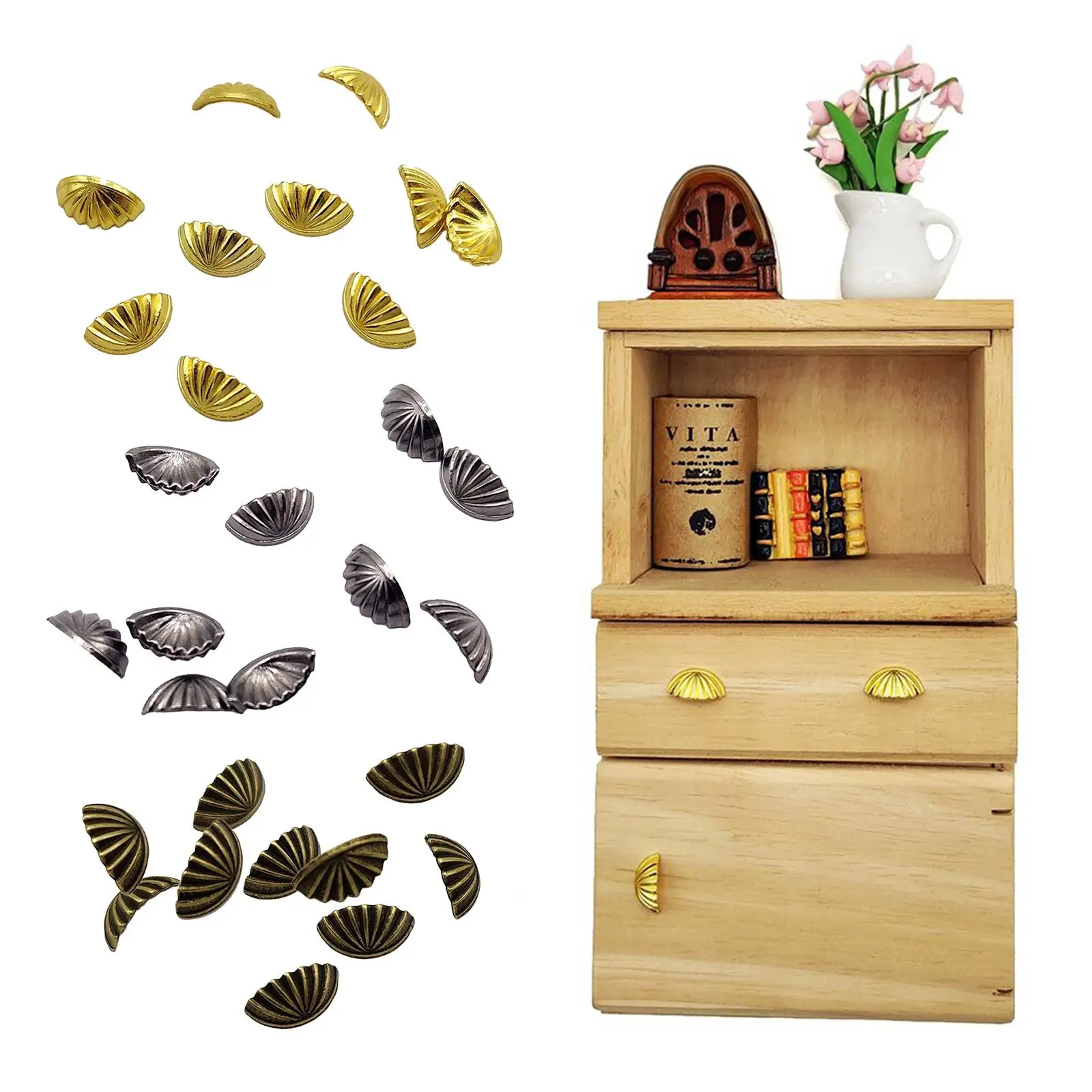 10 個/パック ドールハウス ミニチュア引き出しプル ハンドル 1:12 エスカ