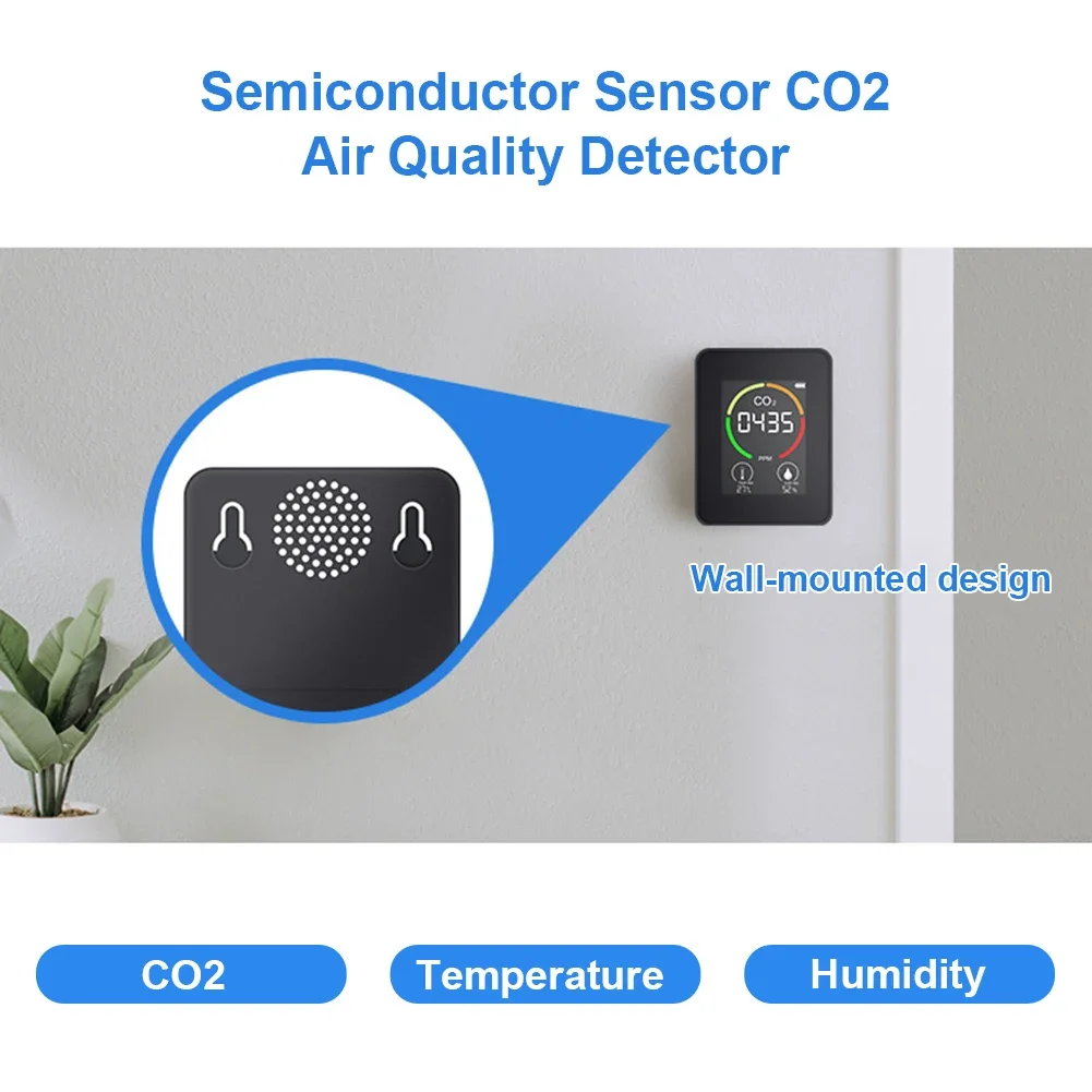 Sensor Air Quality Monitor 3 in 1 Sensor Co2 Meter Temperature and Humidity Detector with LED Display Alarm Clock Smart Life