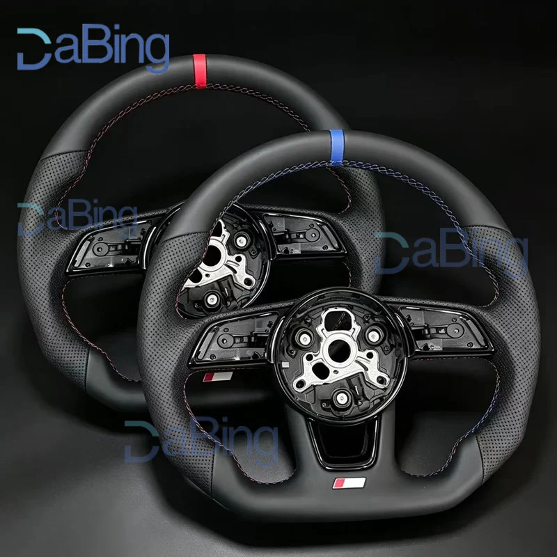 Perforated Leather Sports Steering Wheel with Shift Paddles Installation Holes Suitable for Audi A3 A4 B9 RS3 S3 RS4 S4 A5 S5
