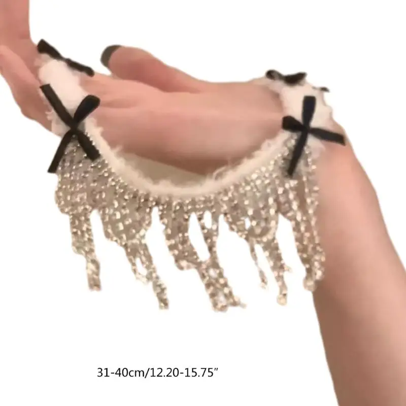 Vòng cổ H58E Bowknot cho các cô gái tuổi teen trang sức lấp lánh với chuỗi điều chỉnh