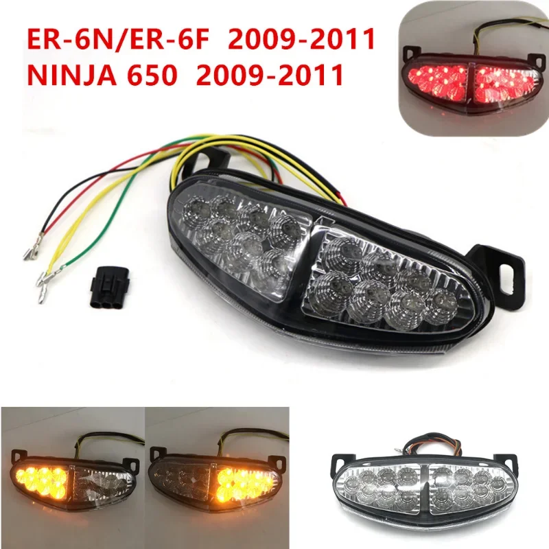 Chrome Led Integrated Blinker Taillight Tail Turn Signals Light For KAWASAKI Ninja 650R EX650 ER6 ER-6N ER-6F 2009 2010 2011