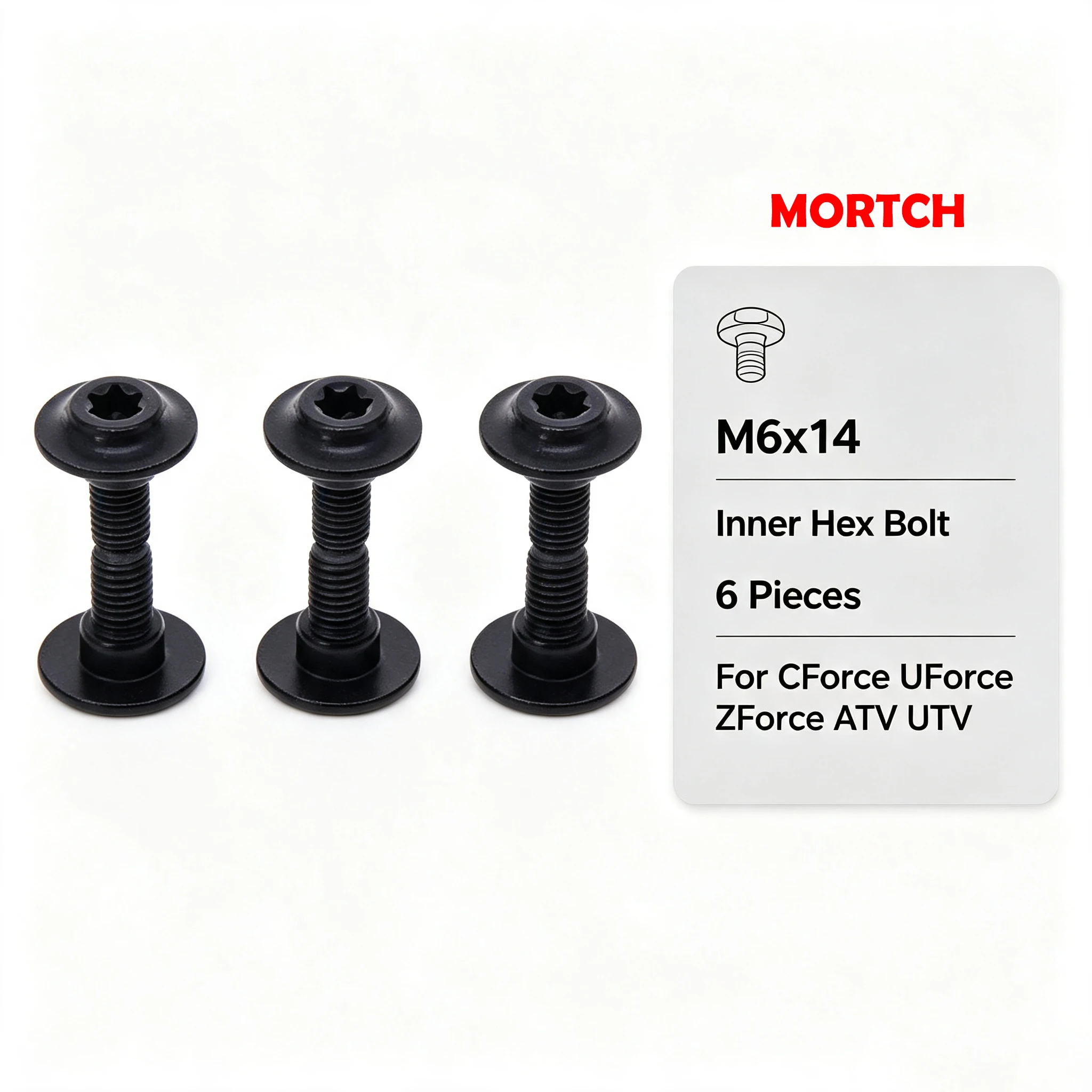 M6x14 Inner Hex Bolt 6Pcs 5BWV‑040001‑5000 Fastener Screw Replacement Parts Fit for CFMoto CForce UForce ZForce ATV UTV