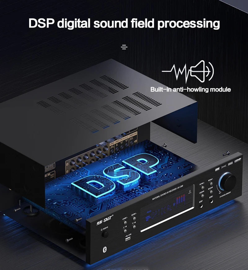 200W*2 High Power Home Theater Audio Amplifier Power Lossless DecodingKaraoke Digital 5.1 Subwoofer Blueteeth Sound Amplifiers