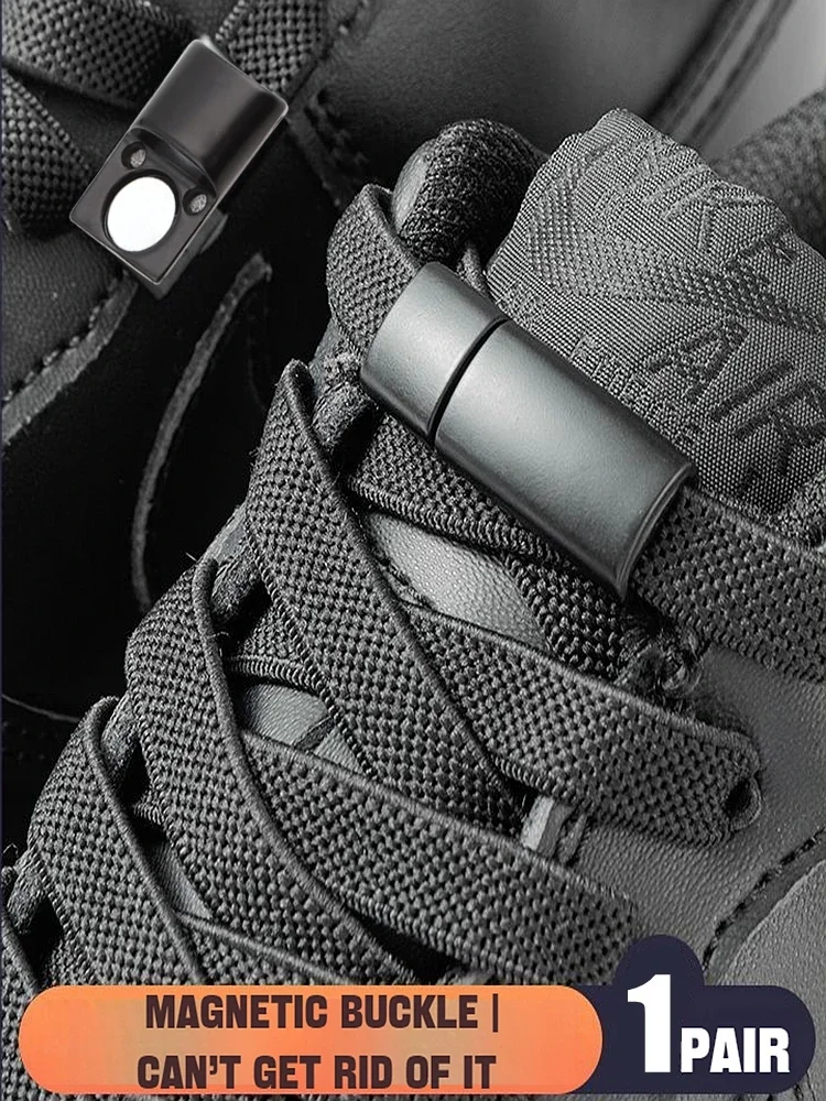 Magnetische Schnürsenkel ohne Binden, flache elastische Schnürsenkel für Sneaker und Stiefel, Schnürsenkel ohne Binden, Gummibänder für Schuhe, Zubehör – Detail 2