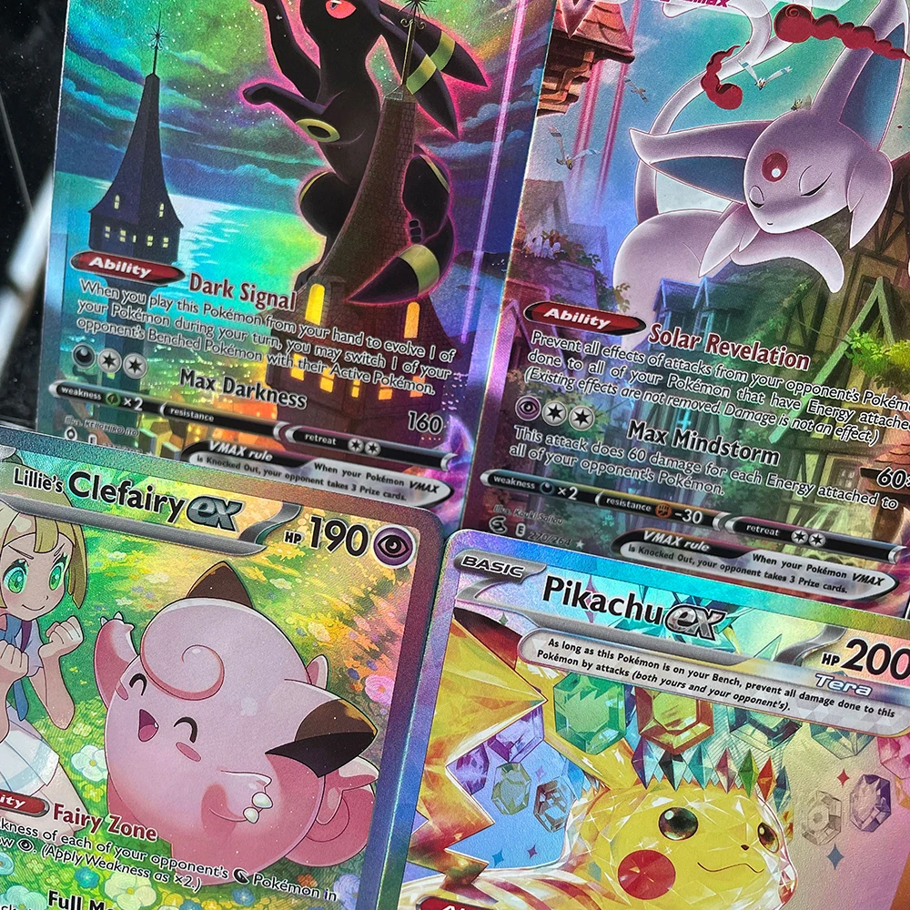 أنيمي PTCG بطاقة التداول Vaporeon Lillies Clefairy Ex Gengar Vmax قاعدة المجسم لعبة جمع بطاقة المشجعين لعبة هدايا العيد