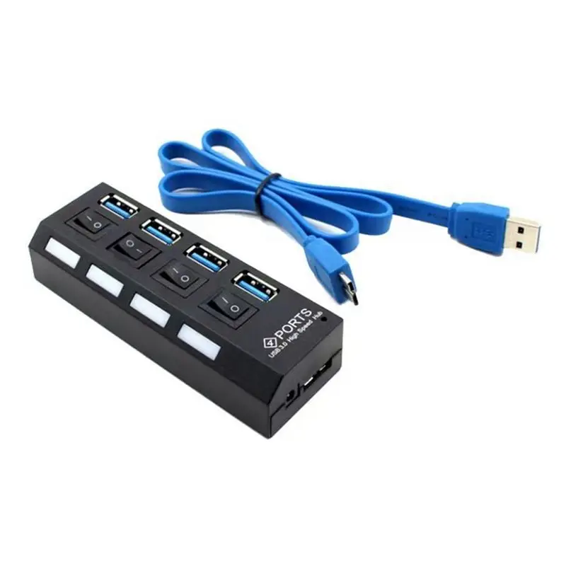 AT82-USB 3.0 Power Adapter 4 Ports Multi USB Splitter Hub 3.0USB Hub 50CM Cable Hub Docking Station Durable Easy To Use EU Plug