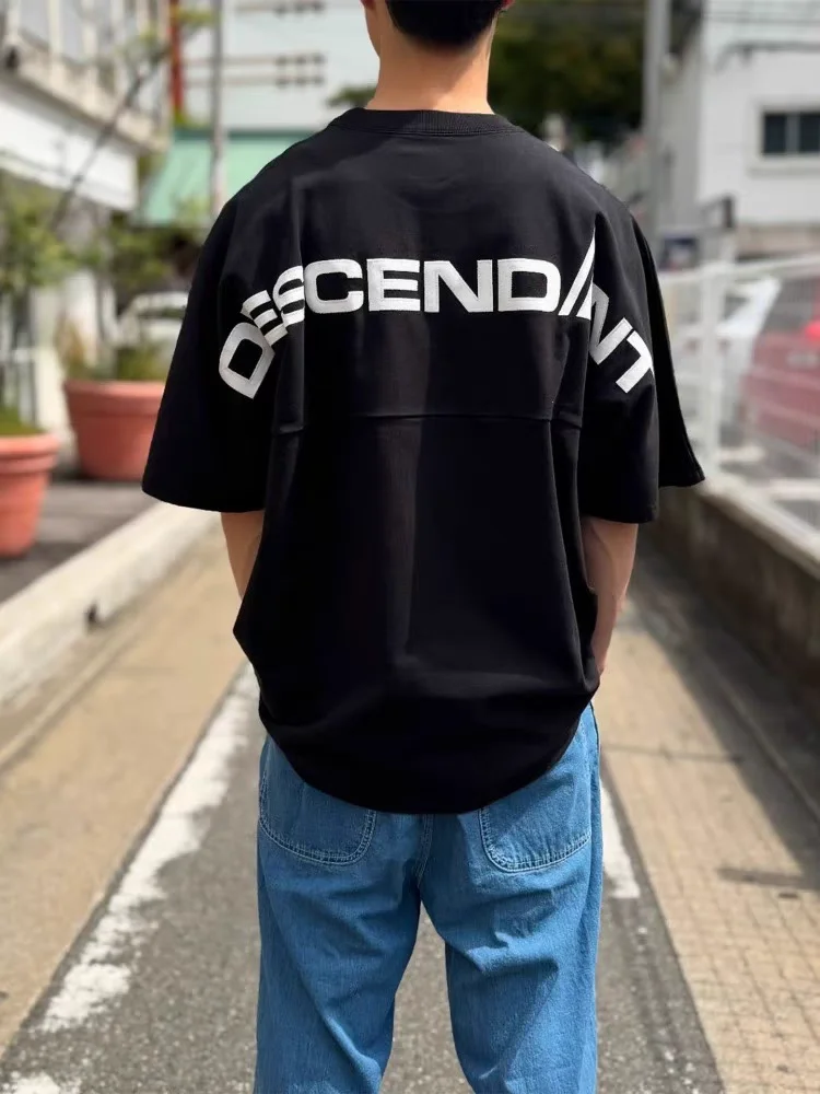 Japan DESCENDANT Bat Sleeve Back Patch Loose Men's Short Sleeved T-shirt 25SS
