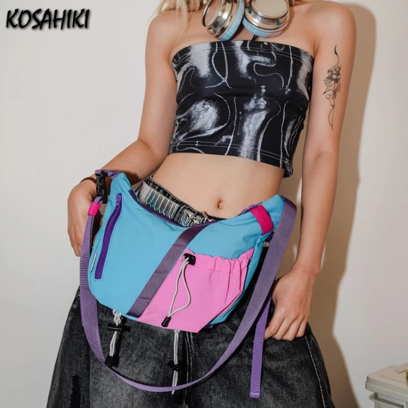 

Patchwork Contrast Color Outdoor Sports Shoulder Bag Y2k Aesthetic Casual Travel Hobo Bags New Women Harajuku Handbags Crossbody