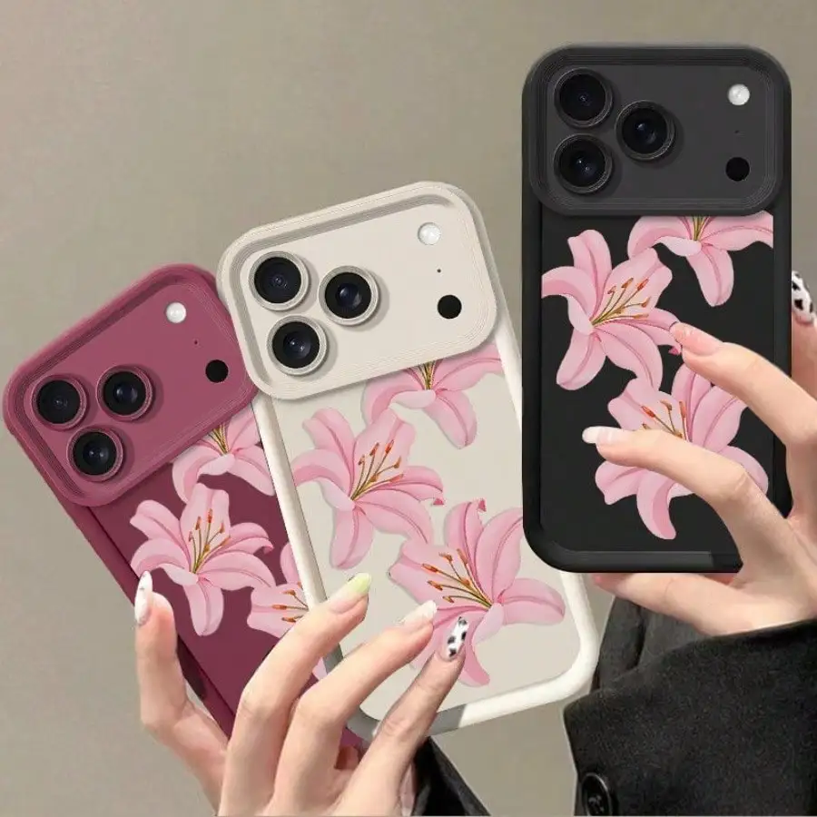 Funda de TPU con estampado floral rosa, resistente a golpes, compatible con iPhone 17 Air, 16E, 15 Pro Max, 14 Plus, 13, 12 y 11 5