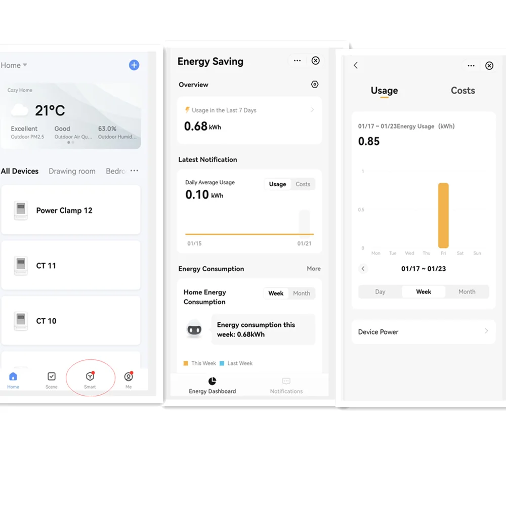 Tuya WiFi ZigBee kompaktowy licznik energii KWh Monitor zasilania 3 fazy jednofazowy 500A 300A 200A 120A 80A zacisk prądu transformatora