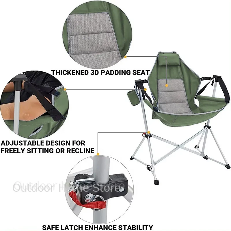 Camping Rocking Chair Portable Folding Hammock chair outdoor Recliner Leisure Chair Tourist lounging Hanging Chair for camping