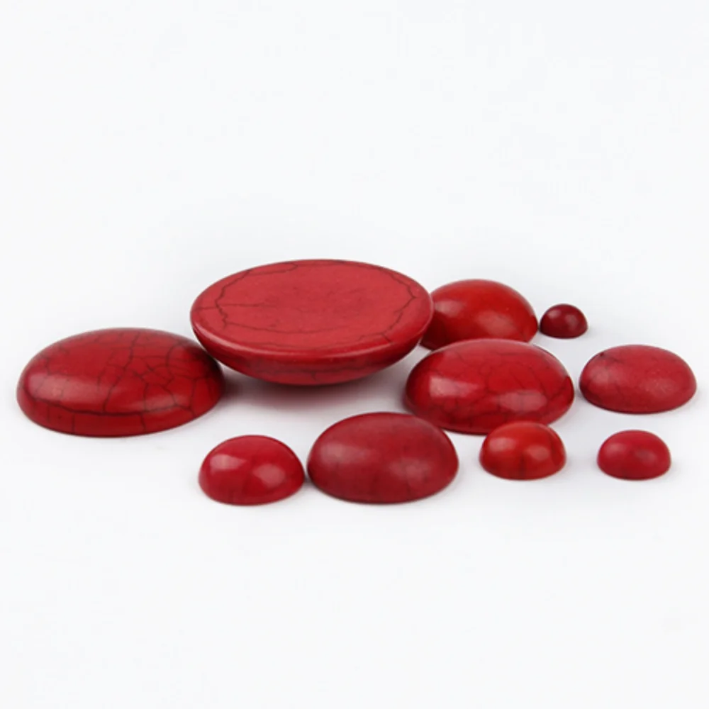 10 pz/lotto rotondo turchese rosso Cabochon perline pietra naturale Flatback distanziatori sciolti perline gioielli fai da te anello collana