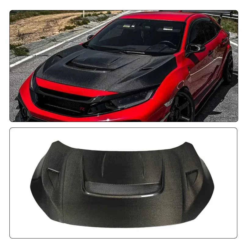 Suitable For Honda Civic FK8 Modified Carbon Fiber Varis Model Open Hole Lightweight Fast Cooling Hood
