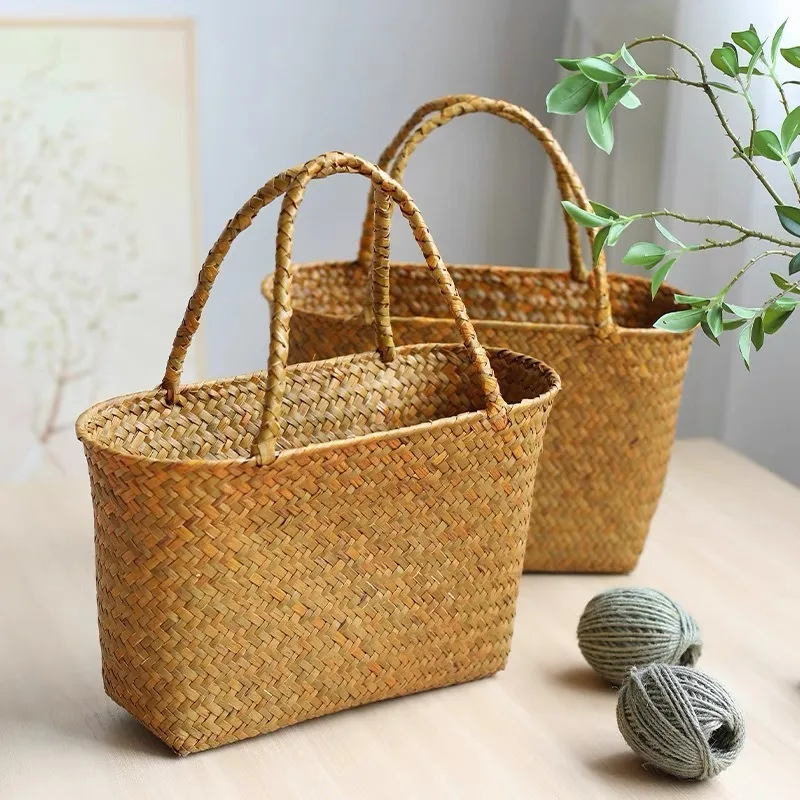 القش حقيبة من القماش حقيبة يد تخزين مهرجان منتصف الخريف واليوم الوطني هدية سلة التخزين الإنترنت المشاهير هدية سلة محمولة