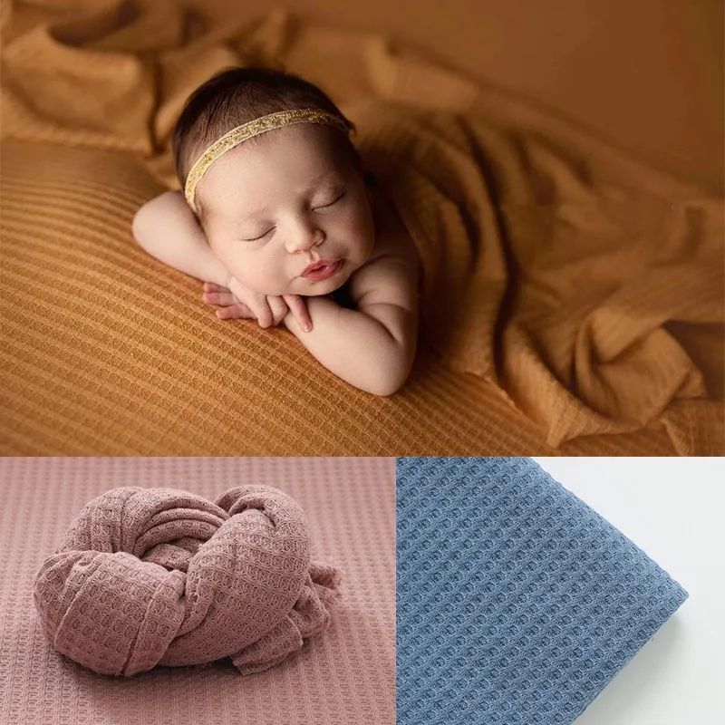 Baby Photography Blacket Solid Color Knitted Swaddling Wraps Photo Background Blanket Shoot Studio Newborn Photoshoot Props