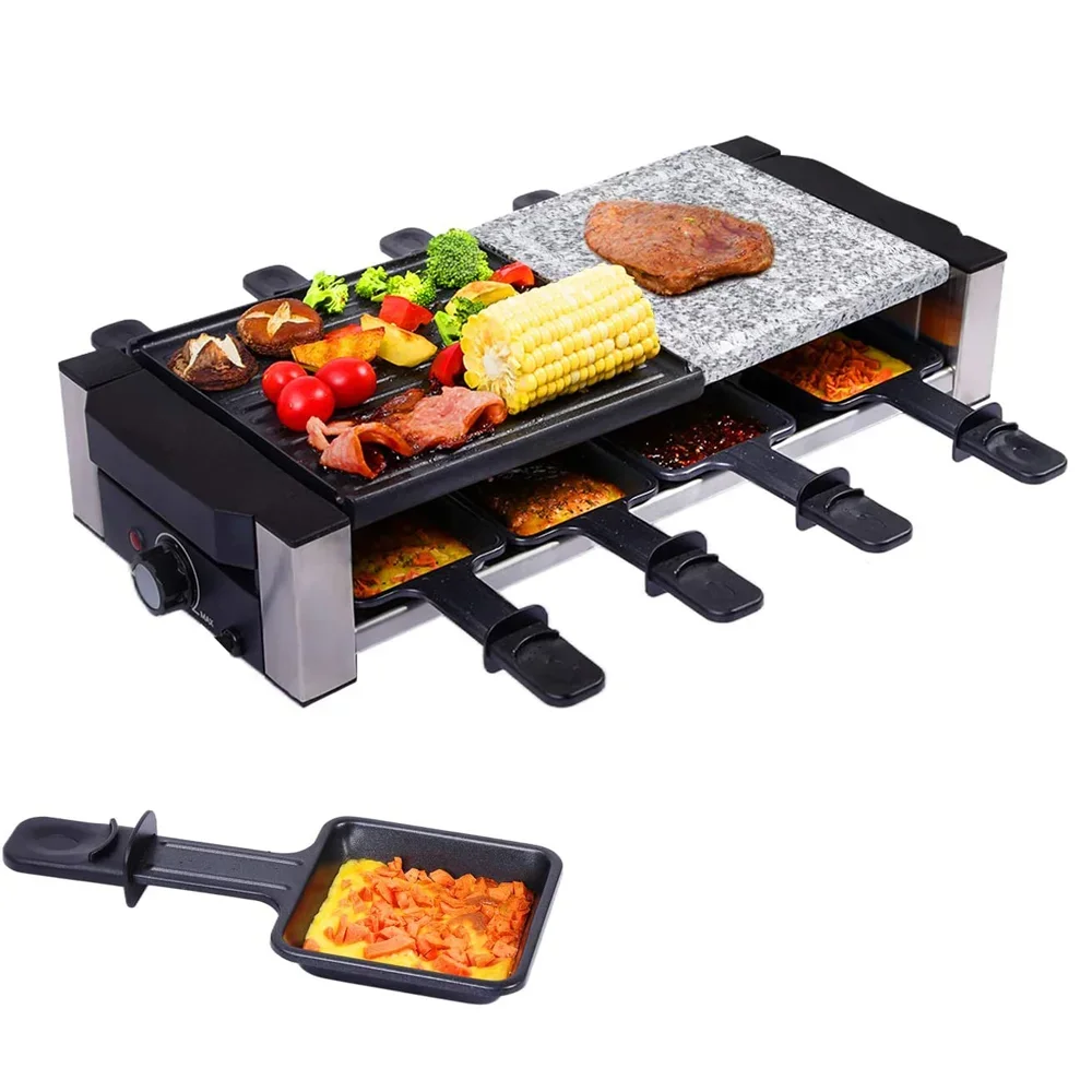 Grill elektryczny o mocy 1200 W, okrągły, elektryczny grill raclette