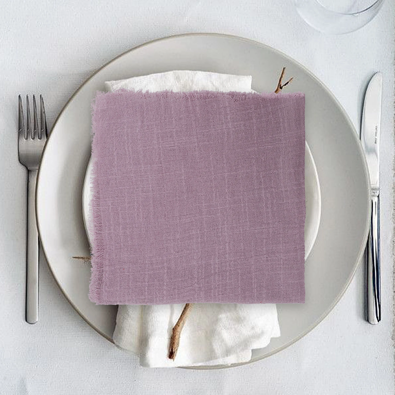 

4 Pcs Decorative Cotton Linen Napkins Reusable Wedding Party Table Serviettes Beige Color Dinner Festivals Home