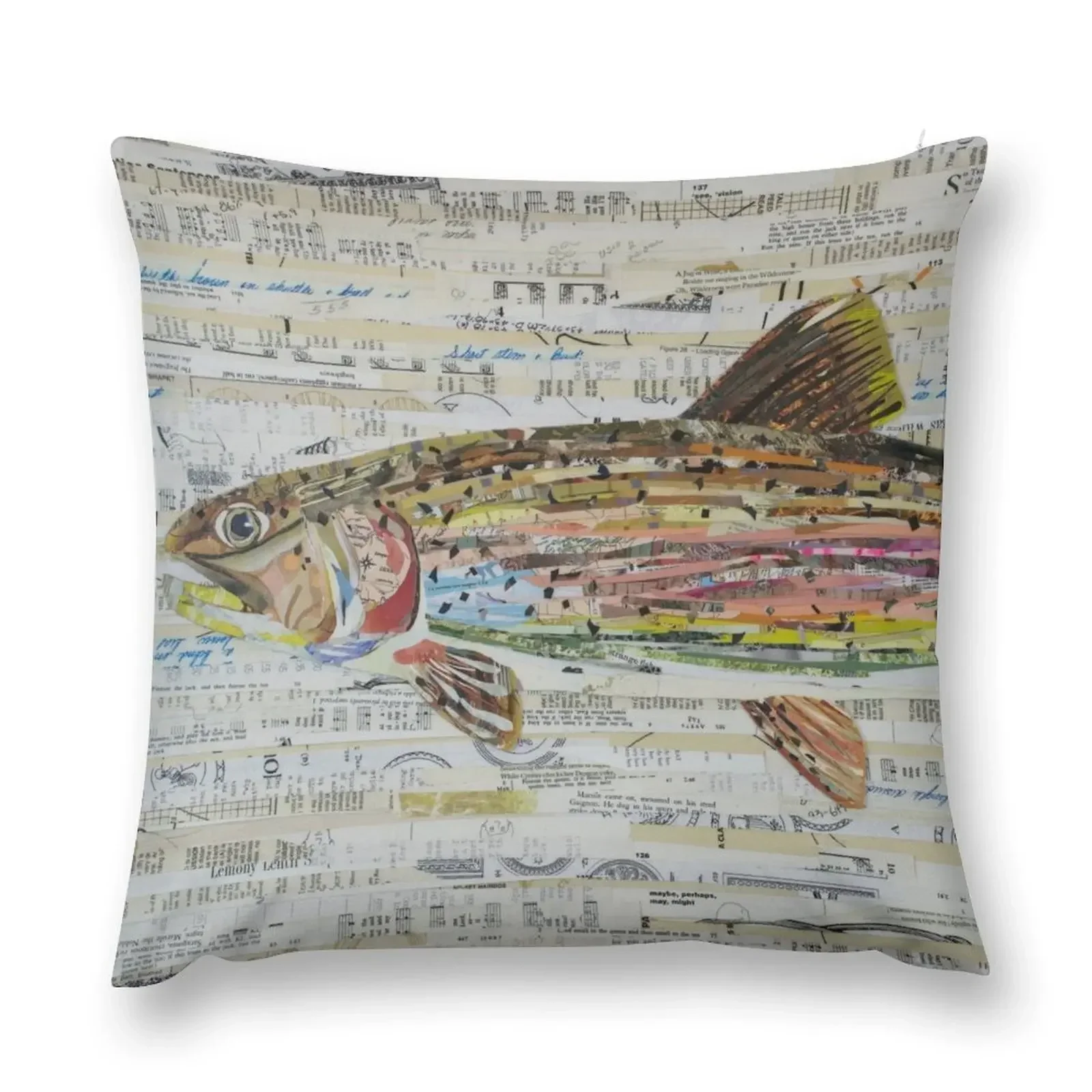

Rainbow Trout Collage by C.E. White - Fly Fishing (v2) Throw Pillow ornamental pillows for living room Pillows Aesthetic pillow