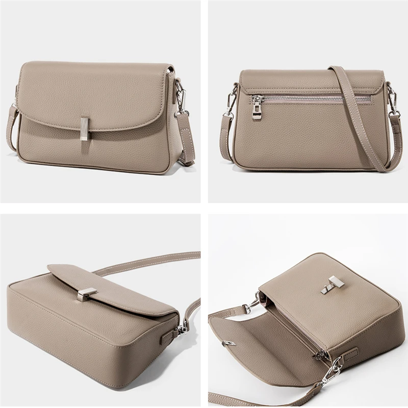 Burminsa Cowhide Genuine Leather Square Small Shoulder Crossbody Bags For Women New 2024 Trend Designer Underarm Ladies Handbags