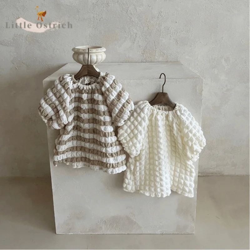 

Newborn Baby Girl Striped Dress Boy High Waist Suspender Pant Long Sleeve Cardigan Child Solid Color Jacket Baby Clothes 9M-2Y