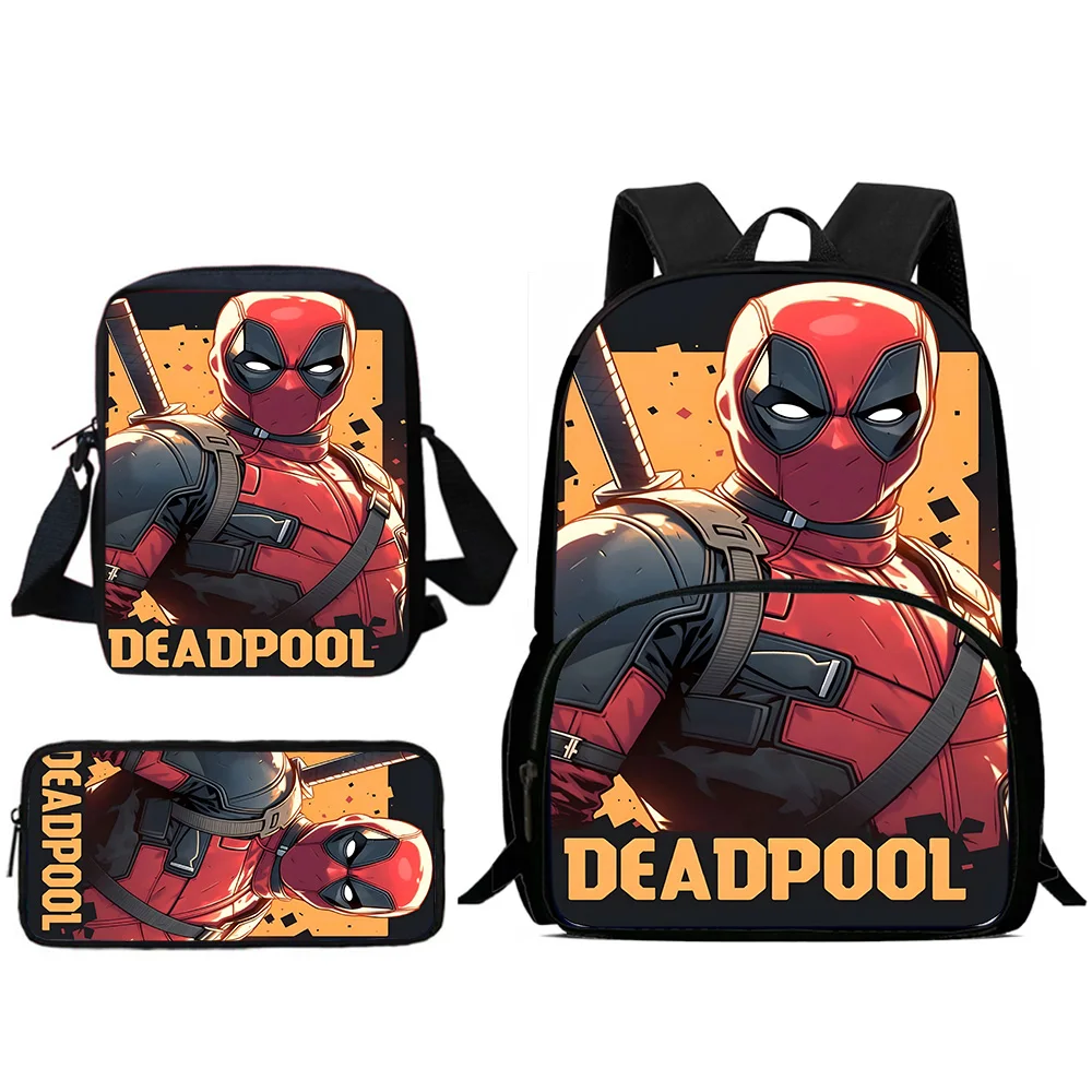 Child Deadpools Super Heroes Backpacks Shoulder Bag Pencil Case Pupil Large Capacity School Bags for Boys Girls Best Gift