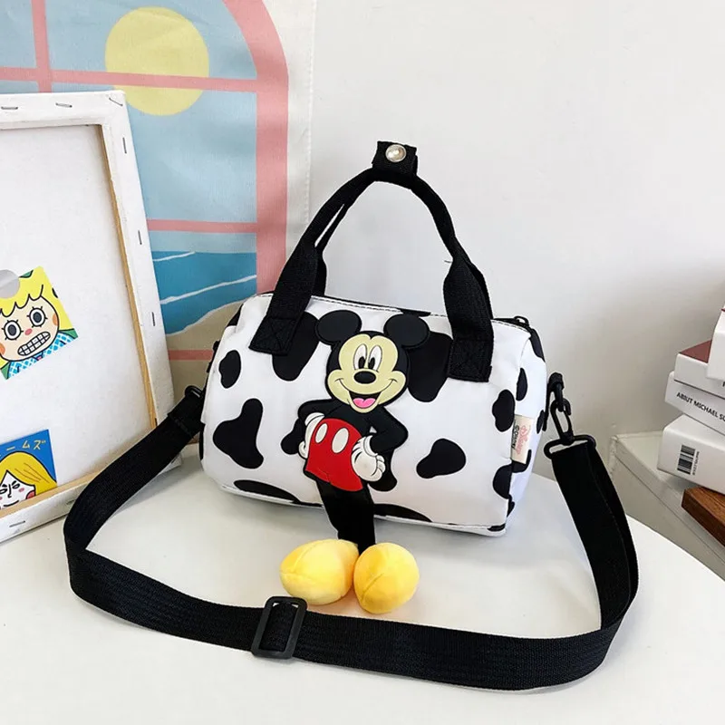 Disney Cute Mickey Tote Bag for Girls Boys Kids Cartoon Fashion Minnie Crossbody Bag Coin Purse Large Capacity Storage Bag