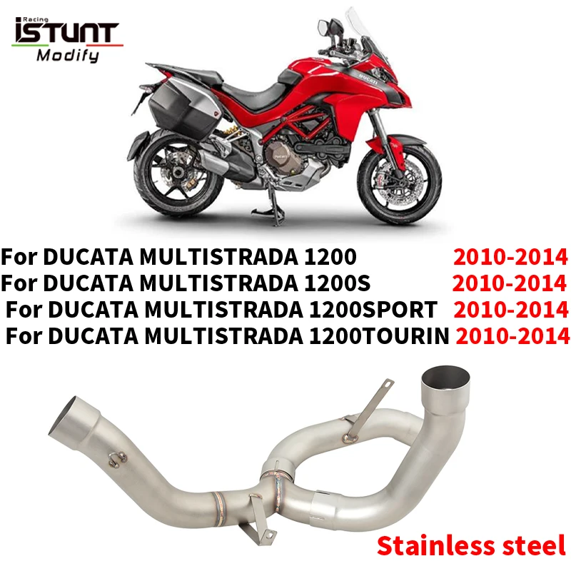 For Ducati MULTISTRADA 1200 S SPORT TOURIN 2010 - 2014  Motorcycle Exhaust System Stainless steel Middle Link Pipe Escape Moto