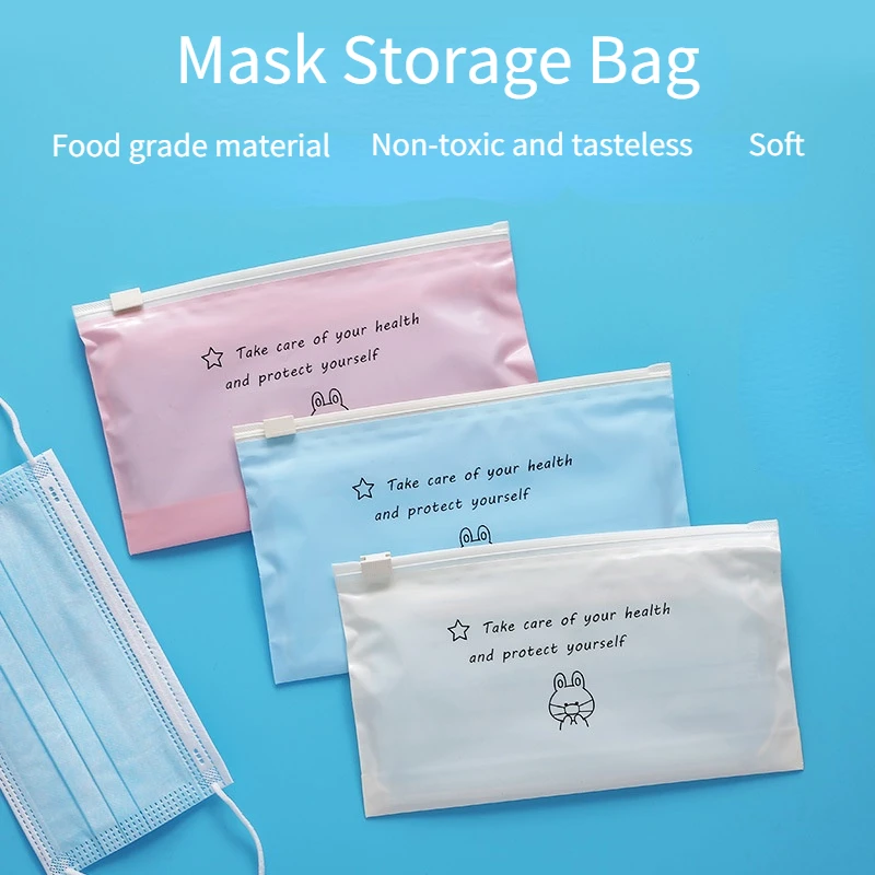 

10pcs/set Food Grade PE Mask Storage Bag Sealed Adult Child Student Portable Storage Bag Reusable Packaging Bags for Business