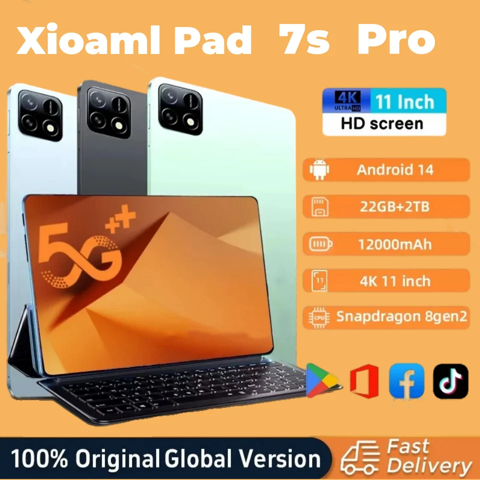 Tablet Xioaml Pad 7S Pro 2025 New Global Edition Snapdragon 8gen2 HD 4K 16GB+1TB Android 14 5G Dual SIM WIFI Bluetooth Tablet PC