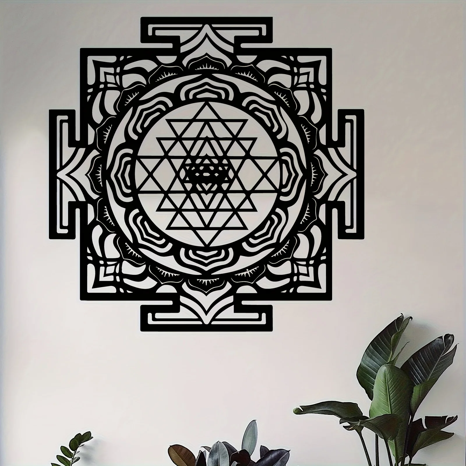 Shri Yantra Iron Wall Art Spiritual Rustproof Indoor Outdoor Meditation Home Garden Fence Hanging Decor
