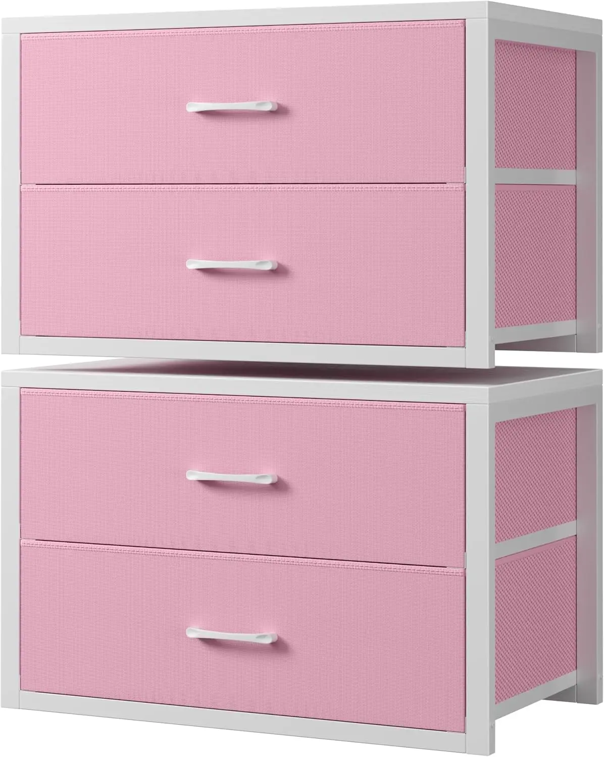 

Stackable Closet Drawers for Clothes Organizers and Storage Fabric Pink 2 Drawer Dresser for Bedroom 2 Packs Modern Large