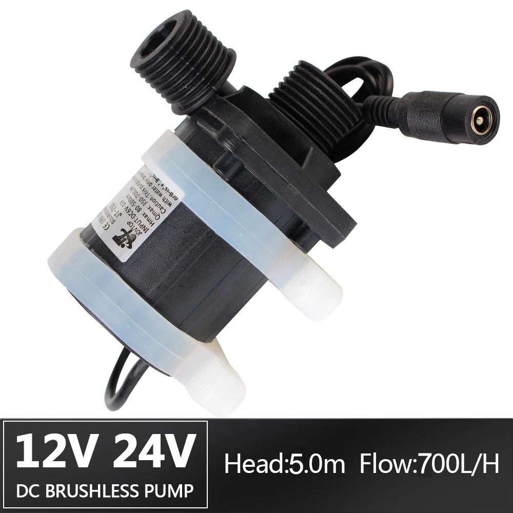 

DC 12V 24V IP68 Silent 4 Points Threaded Water Heater Shower Floor Heating Booster Pump US Plug Brushless Solar Motor Water Pump