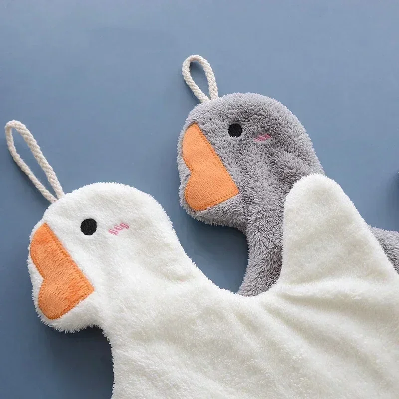Toallas de mano con bonito pato, toalla colgante para cocina, baño, ganso, bola de baño, toalla de microfibra absorbente suave, toallas de dibujos animados para niños