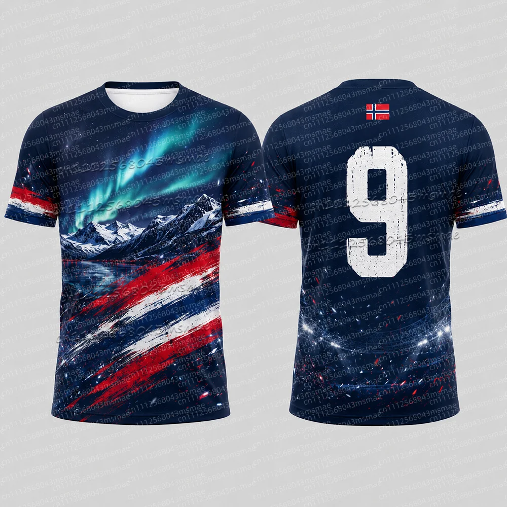 New NO.9 Men's and Women's Football O-neck T-shirt Norwegian Culture Shirt Summer Adult and Children's Competition Training Top