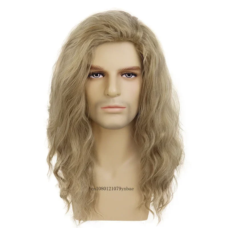 20 Inch Fat Thor Wig Cosplay Long Curly Wavy Hair Blonde Wigs for Men Male Halloween Costume Party Fabio Cosplay Viking Wig Man