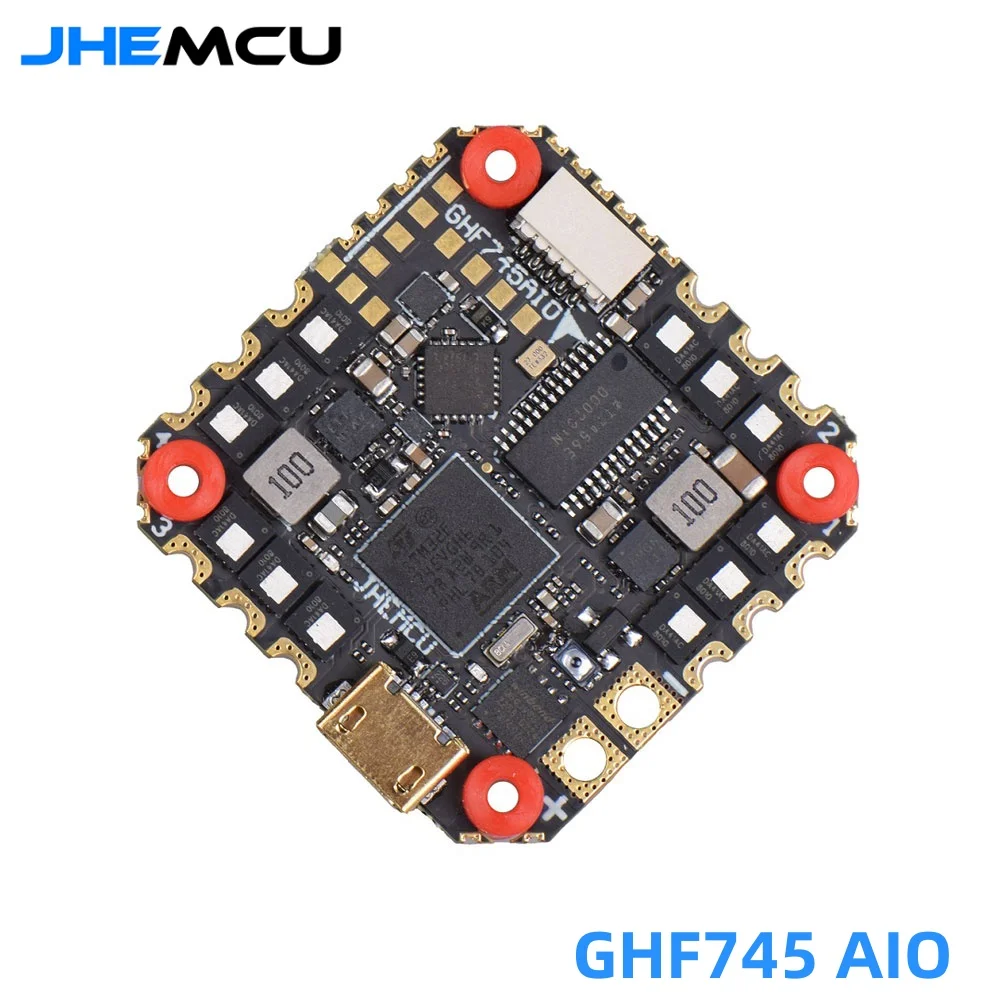 

JHEMCU GHF745AIO MPU6000 F745 Flight Controller BLHELI32 G071 40A / 50A 4in1 ESC 25.5X25.5mm 3-6S for FPV Freestyle Drones