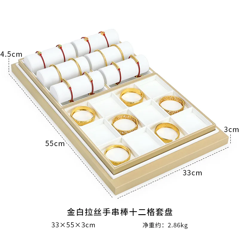 Gold Display Tray Gold and White Jewelry Counter Display Tray Bracelet Earring Necklace Jewelry Set Silver Jewelry
