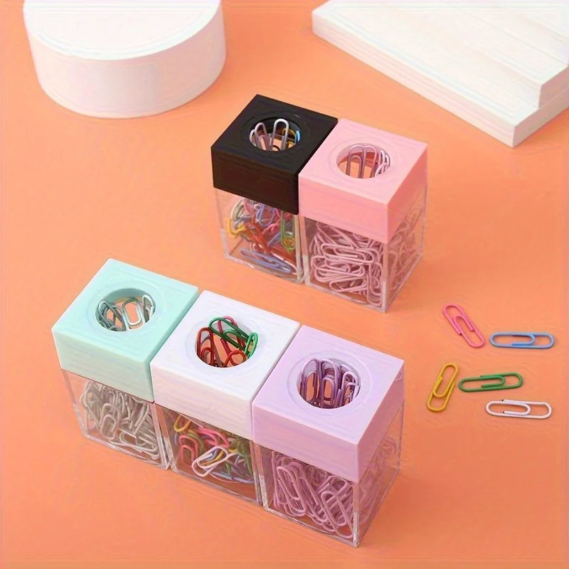1Pc Creative Magnetic Paper Clip Holder Box Office School Small Items Convenient Storage with 18pcs Paper Clips