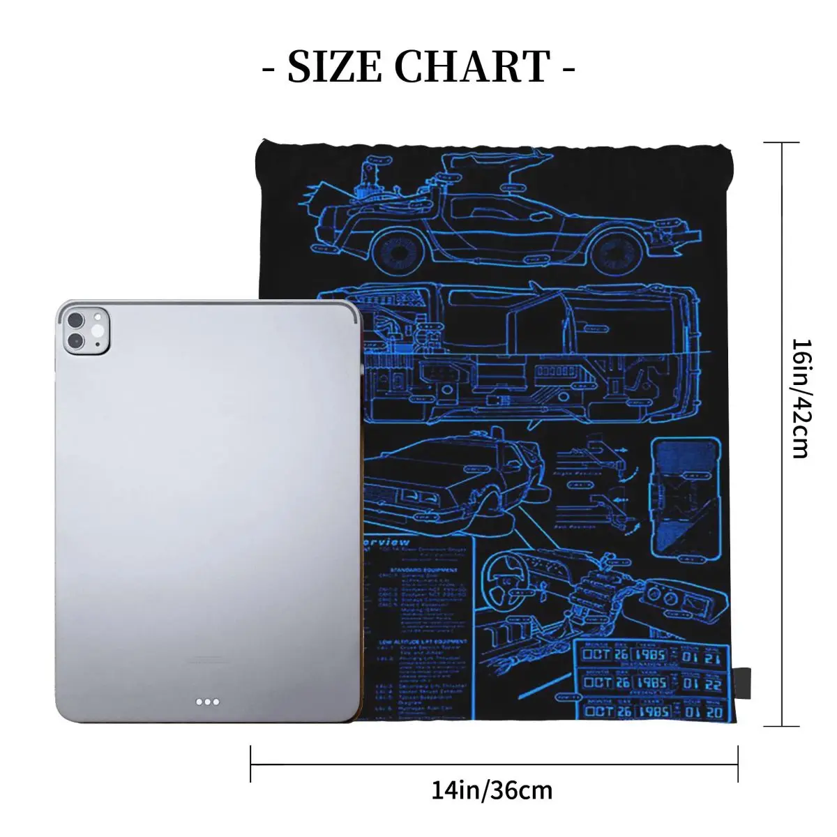 DeLorean Time Machine Back To The Future Backpacks Casual Drawstring Bundle Pocket Shoes Bag Book Bags for Man Woman School view 3