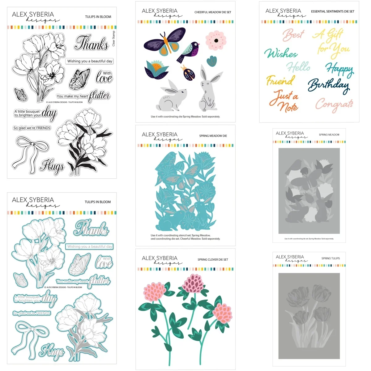 Spring Meadow Collection Tulips Metal Cutting Dies Clear Stamps Stencils for DIY Decorating Scrapbook Paper Card Craft New