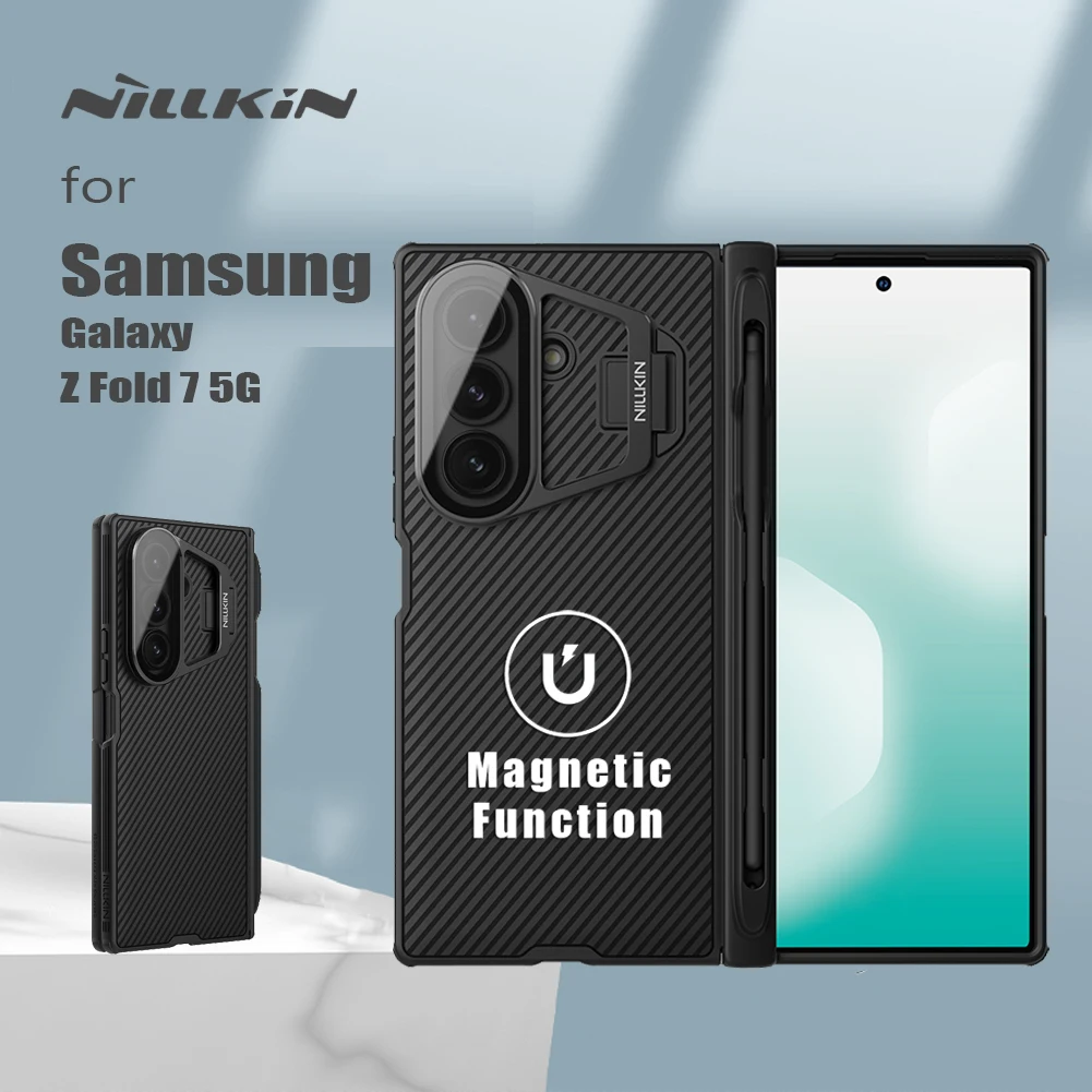 

Nillkin For Samsung Galaxy Z Fold 7 5G Case Camshield Prop with Customs S-Pen Magnetic Transparency Camera Stand Cover Protect