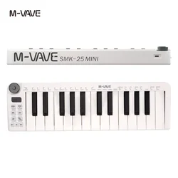 M-VAVE SMK-25mini MIDI Keyboard Rechargeable 25-Key MIDI Control Keyboard Instrument Mini Portable USB Keyboard MIDI Controller