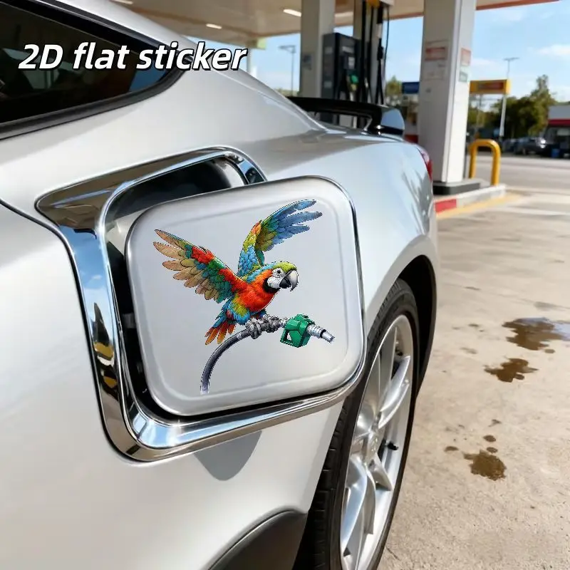 Car 2D Flat Sticker Self-Adhesive Decoration Stickers Blue Headed Parrot Picture For Car Fuel Tank Cap Decorative Stickers