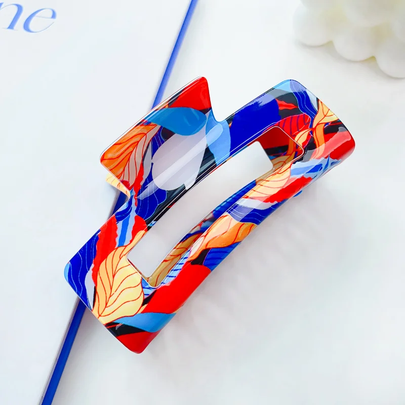 New Ladies Retro Large Square Hair Claw Summer Fashion Crab Hair Clip Acetate Color Shark Clip Hair Accessories Gift