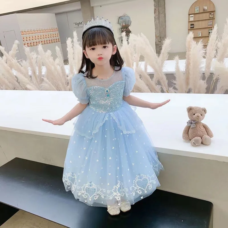 Girl's Princess Dress2024Summer New Mesh Children's Day Performance Skirt Tide2Y-10Y