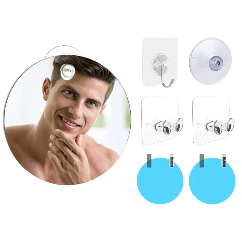 

Acrylic Anti Fog Mirror for Shower Makeup Square Mirror Bathroom Sticking Shaving Mirror Travel Cosmetic Mirrors Accessories Set
